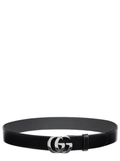 Gucci Calfskin Leather Belt In Black