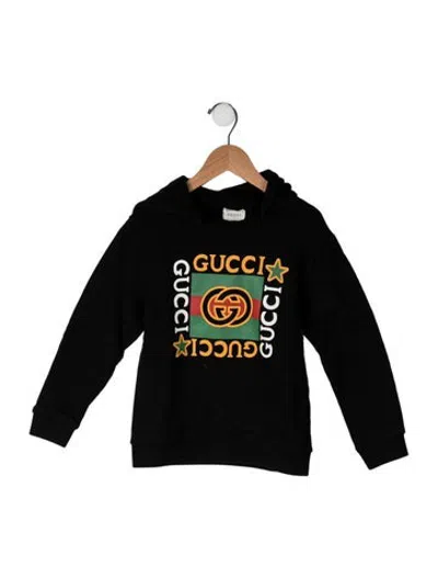 Pre-owned Gucci Kids' Cotton Graphic Print Hooded Sweatshirt In Black