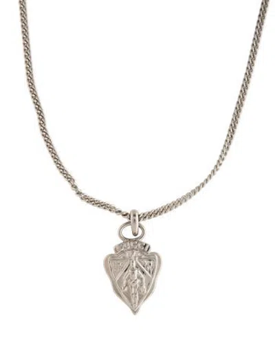 Pre-owned Gucci Crest Pendant Necklace, 19.75" In Multicolor