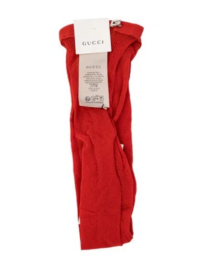 Pre-owned Gucci Crystal Accent Logo Fishnet Tights W/tags In Red