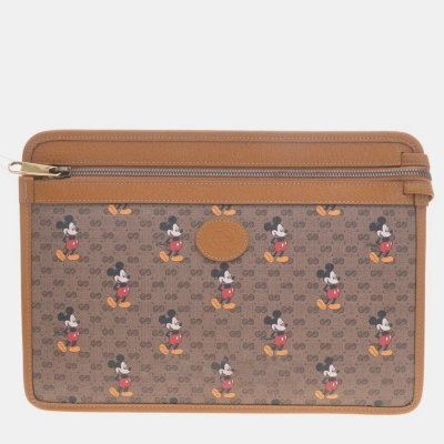 Pre-owned Gucci Brown And Multicolor Disney Clutch Bag (602552)