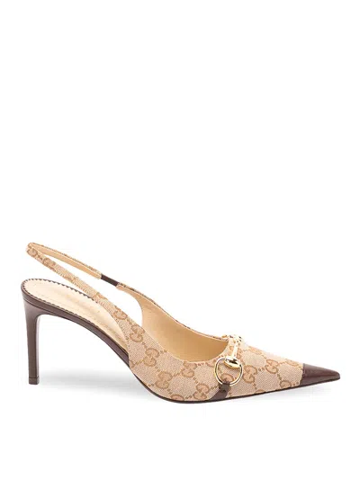 Gucci "donna" Horsebit Slingback Pumps In Multi