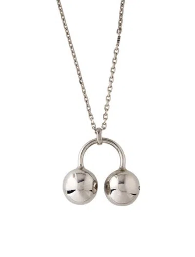Pre-owned Gucci Double Ball Pendant Necklace, 32" In Multicolor