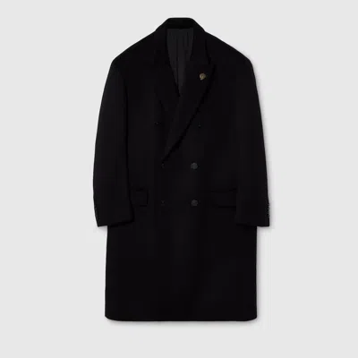Gucci Double-breasted Wool Cashmere Coat In Black