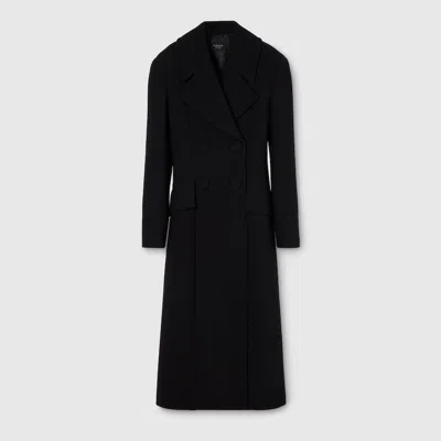 Gucci Double-breasted Wool Coat In Black
