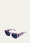 Gucci Embellished Rectangle Acetate Sunglasses In Purple