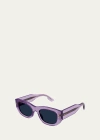 Gucci Embellished Rectangle Acetate Sunglasses In Violet