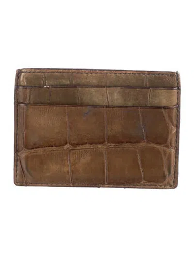 Pre-owned Gucci Embossed Leather Animal Print Card Holder In Green