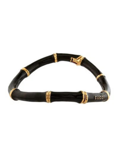 Pre-owned Gucci Enamel Bamboo Choker Necklace, 16" In Green