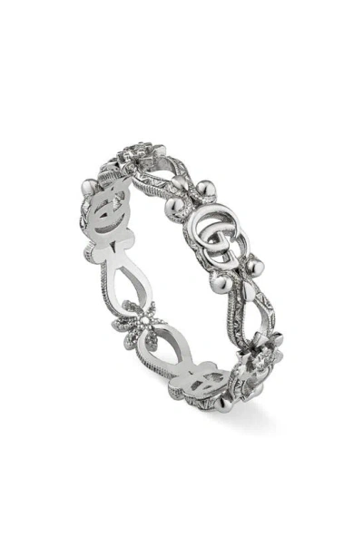 Gucci Flora Rng In White Gold And Demi Pave Diamonds