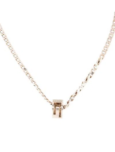 Pre-owned Gucci G Cut Out Circle Pendant Necklace, 17.25" In Multicolor