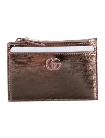 Pre-owned Gucci Gg Crystal Leather Card Holder In Gold/metallic