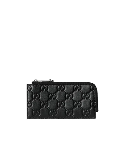 Gucci Gg Emblem Card Case In Brown