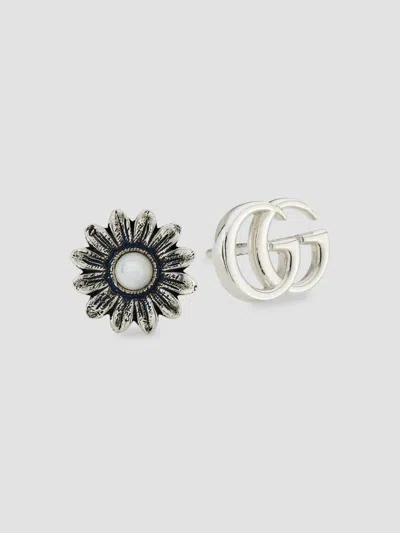 Gucci Gg Marmont Flower Sterling Silver & Pearl Stud Earrings
