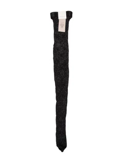 Pre-owned Gucci Gg Monogram Metallic Tights W/tags In Black/metallic/silver