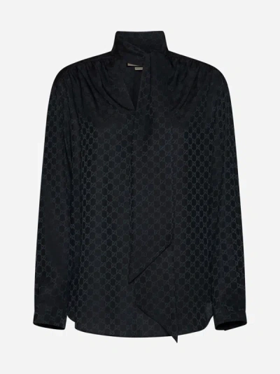 Gucci Gg Silk Shirt In Black