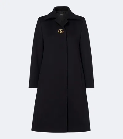 Gucci Gg Wool Coat In Black