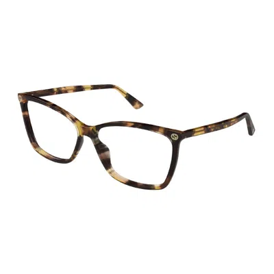 Gucci Gg0025o Havana Mini Eyeglasses With Clear Demo Lens In Multi