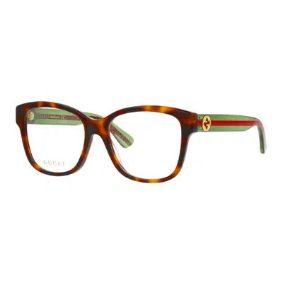 Gucci Gg0038on Havana Mini Clear Demo Lenses Eyeglasses In Multi