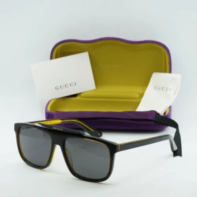 Pre-owned Gucci Gg1039s 001 Black/yellow/grey 58-16-145 Sunglasses In Gray