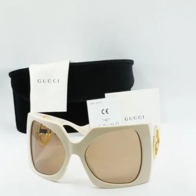 Pre-owned Gucci Gg1255s 002 Ivory/light Brown 64-20-125 Sunglasses