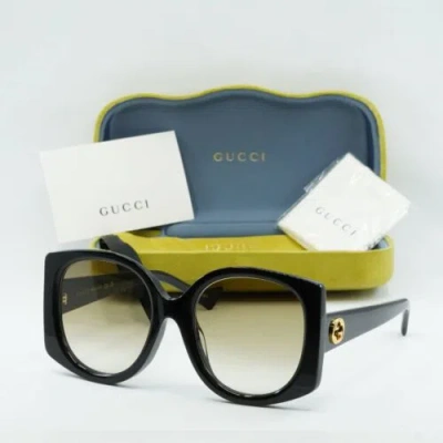 Pre-owned Gucci Gg1257sa 004 Black/gradient Brown 56-21-145 Sunglasses