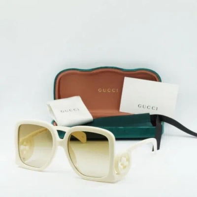 Pre-owned Gucci Gg1326s 002 Ivory/brown Gradient 58-19-140 Sunglasses
