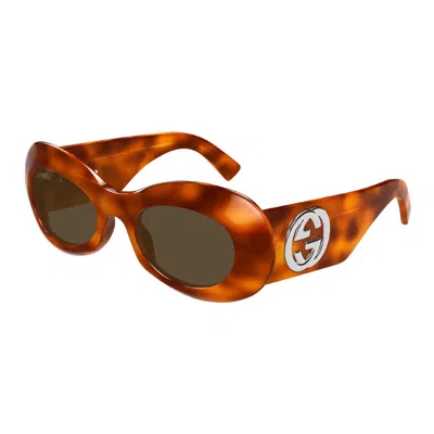 Gucci Gg1696s Mini Havana Sunglasses For Women In Burgundy