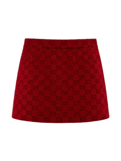 Gucci Girls' Viscose-blend Mini Skirt In Red