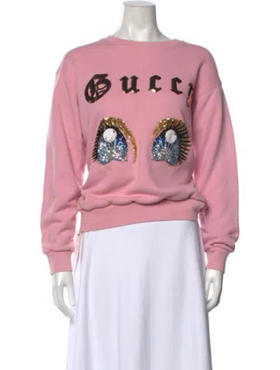 Pre-owned Gucci Graphic Print Crew Neck Sweatshirt In Pink