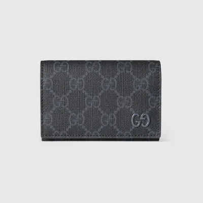Gucci Grey Interior Gg Card Case In Black