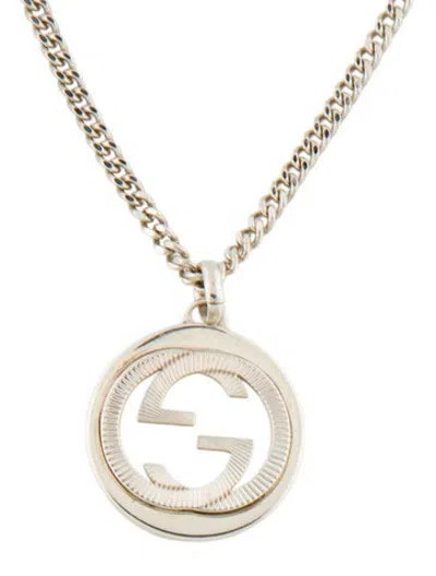 Pre-owned Gucci Groove Interlocking G Pendant Necklace, 21.5" In Multicolor