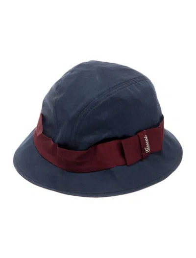 Pre-owned Gucci Babies' Grosgrain Sun Hat In Blue