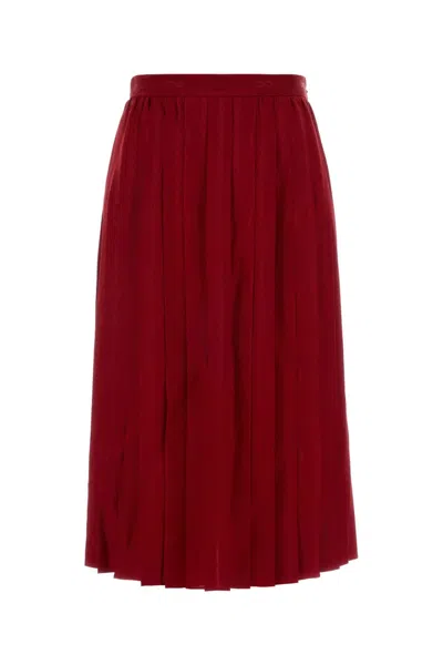 Gucci High-waist Pleated Silk Twill Maxi Skirt In Red