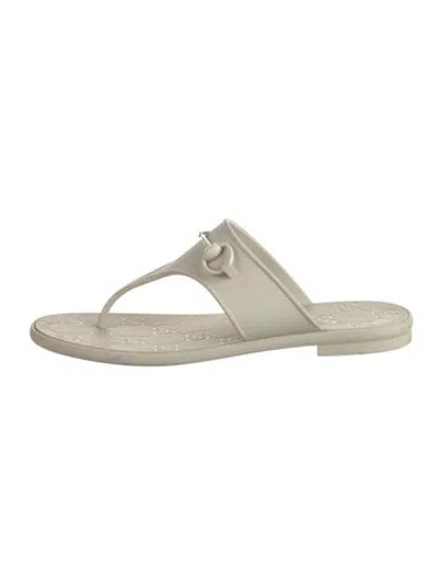 Pre-owned Gucci Horsebit Accent Rubber Flip Flops In Neutrals