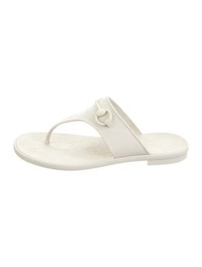 Pre-owned Gucci Horsebit Accent Rubber Flip Flops In Neutrals