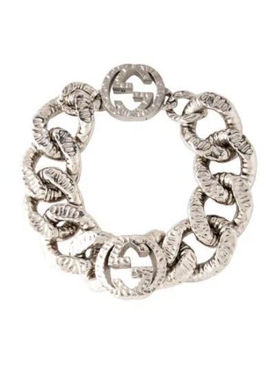 Pre-owned Gucci Interlocking Gg Curb Chain Choker, 14" In Multicolor