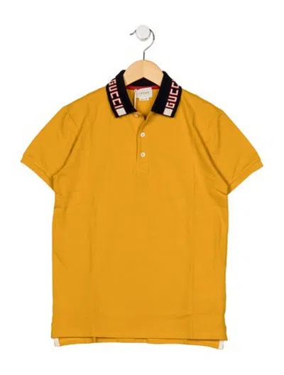 Pre-owned Gucci Kid's Boy's Patterned Short-sleeve Polo W/tags In Yellow