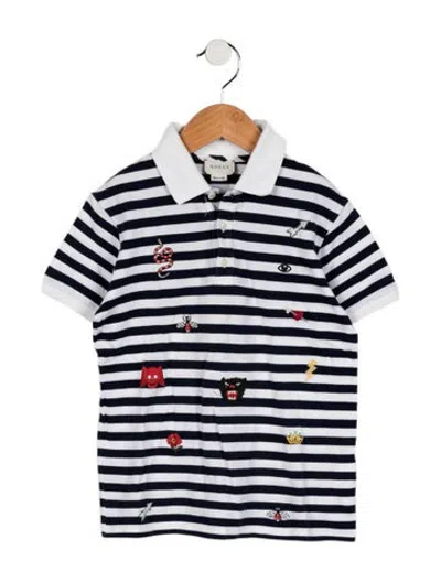 Pre-owned Gucci Kids Boys' Embroidered Polo In Blue