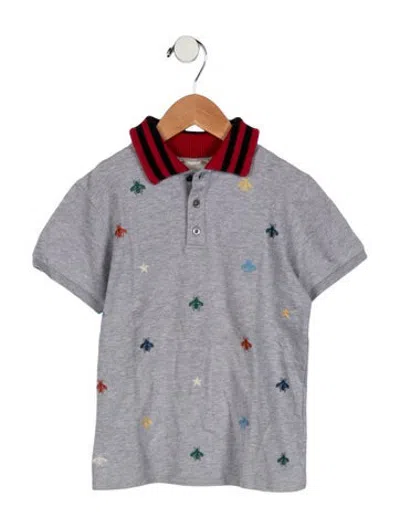 Pre-owned Gucci Kids Boys' Embroidered Polo In Grey