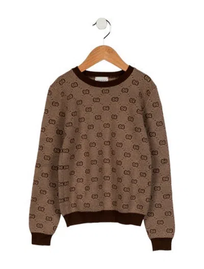 Pre-owned Gucci Kids Boys' Gg Logo Pattern Sweater In Brown/neutrals