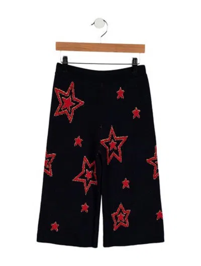 Pre-owned Gucci Kids Girls' Glitter Embroidered Pants In Blue/metallic