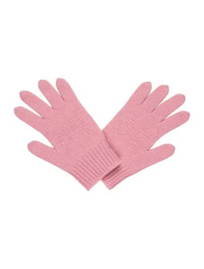 Pre-owned Gucci Kids Girls Knit Wool Gg Intarsia Knit Logo Winter Gloves W/tags In Pink