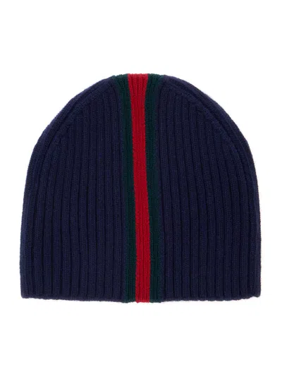 Gucci Kids Wool Knit Beanie Hat In Blue