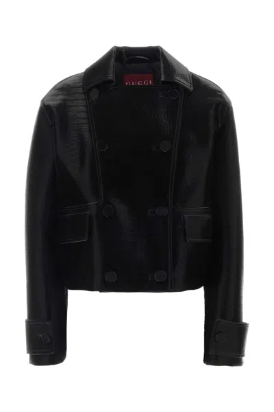 Gucci Lambskin Leather Jacket For Women In Black