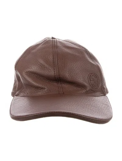 Pre-owned Gucci Leather Baseball Cap In Brown