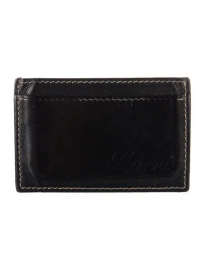 Pre-owned Gucci Leather Card Holder In Black