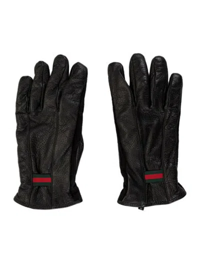 Pre-owned Gucci Leather Gloves In Black
