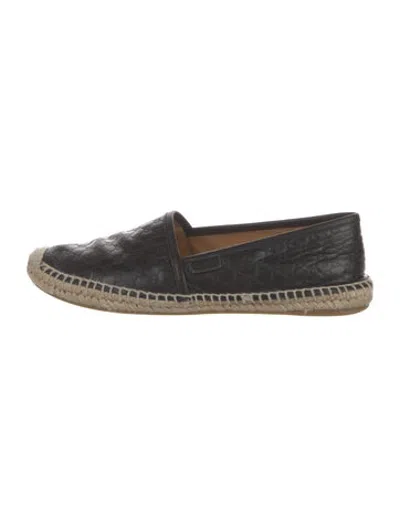 Pre-owned Gucci Leather Patterned Espadrilles In Black