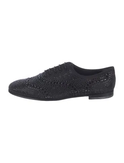 Pre-owned Gucci Leather Patterned Oxfords In Black